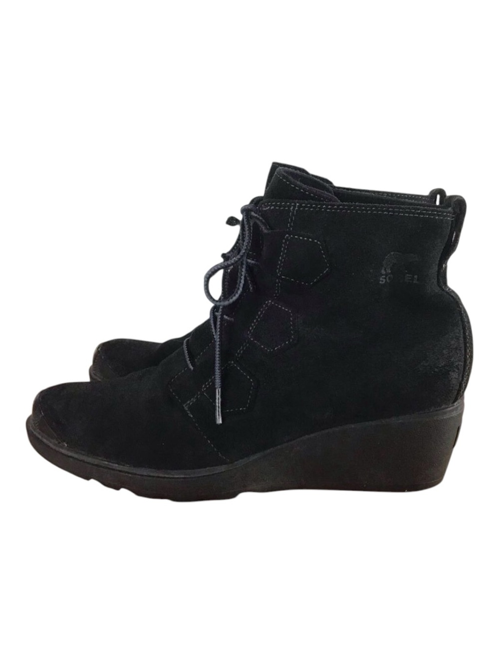 SOREL heeled suede leather boots size 10 platform wedges Normcore Gorpcore